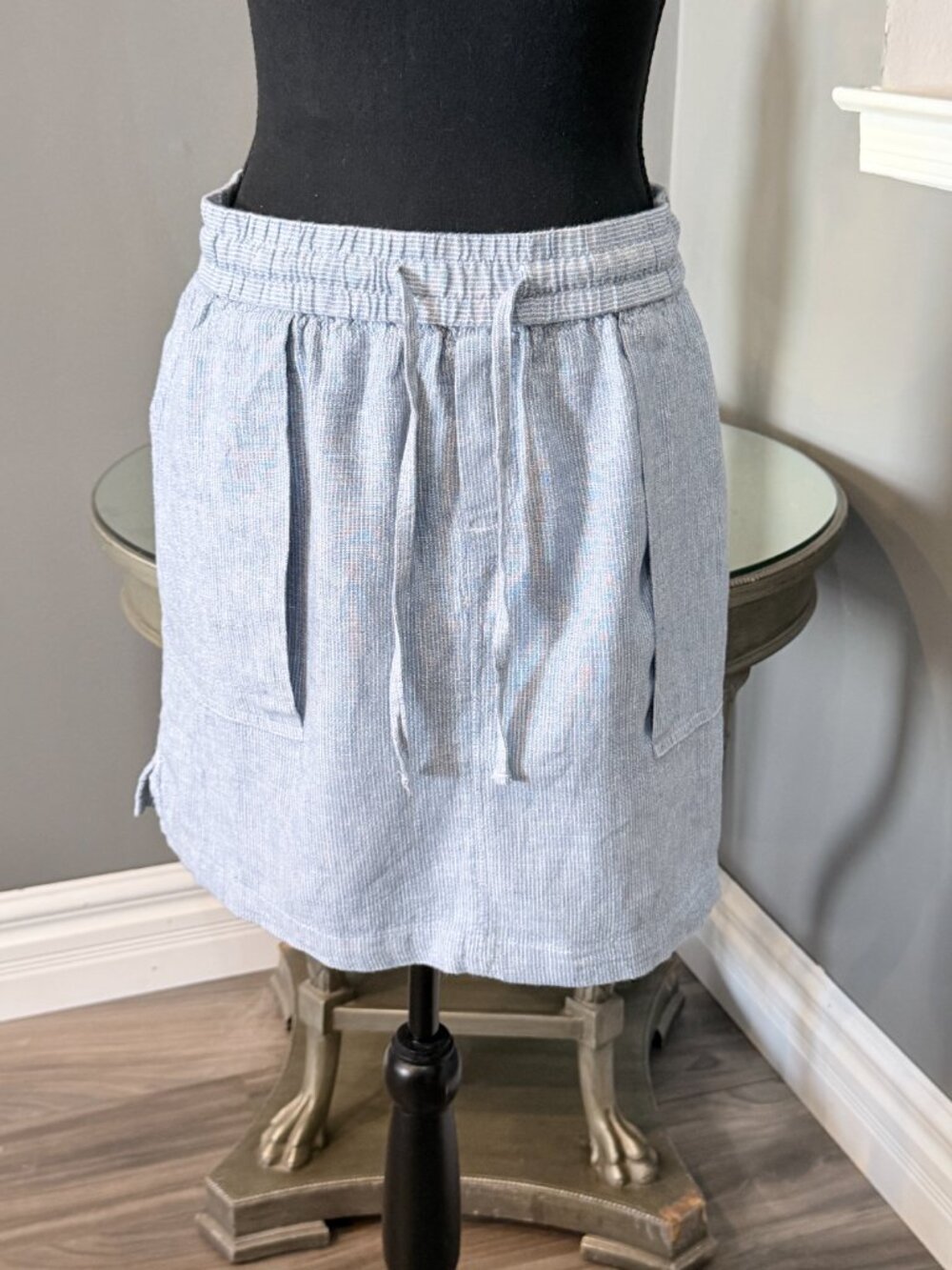 Old Navy Blue Line Drawstring Skirt Large NWT